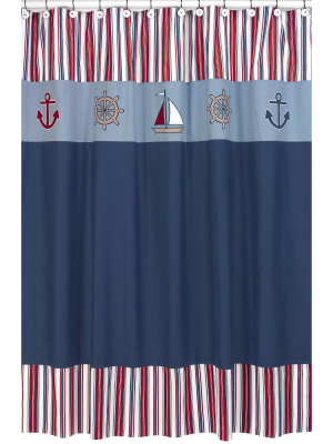 Nautical Nights Shower Curtain Blue/red - Sweet Jojo