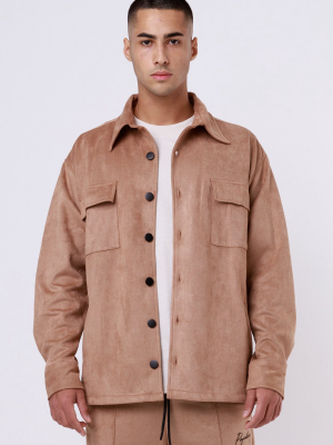 Oversized Suede Shirt Almond