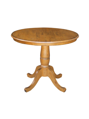 36" Round Top Pedestal Table - Pecan - International Concepts