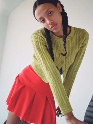 Uo Max Cable Knit Cropped Cardigan