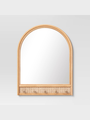 18" X 24" Rattan And Caning Decorative Wall Mirror With Hooks - Opalhouse™