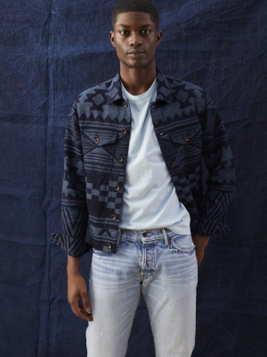 Japanese Jacquard Dylan Jacket In Indigo