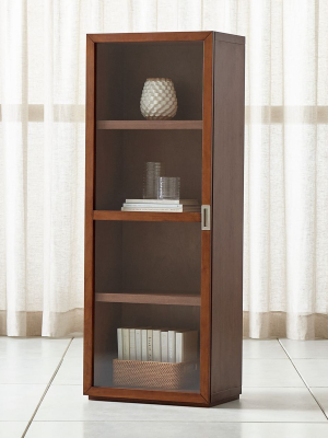 Aspect Walnut Modular Bookcase With Glass Door