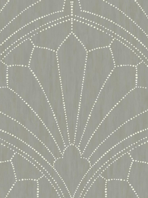 Scallop Medallion Wallpaper In Cinder Grey And Ivory From The Boho Rhapsody Collection By Seabrook Wallcoverings