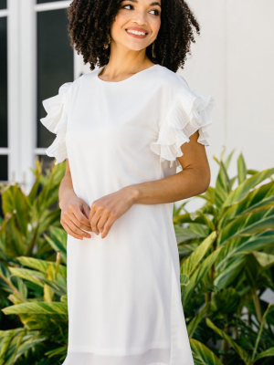 What A Vision White Ruffled Dress