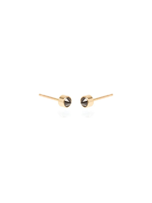 14k Bezel Set Inverted Black Diamond Studs