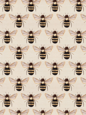 Golden Bee Embroidery Wallpaper From The Wallpaper Republic Collection By Milton & King