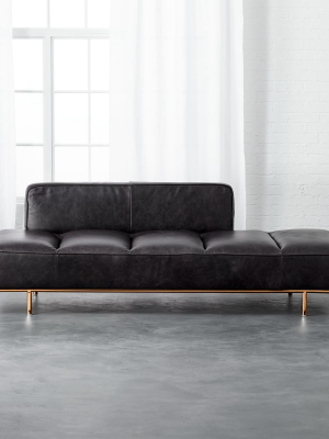 Lawndale Black Leather Daybed With Brass Base