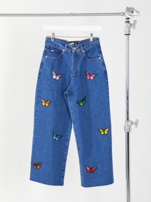 Minga London Skater Jeans With Butterfly Embroidery