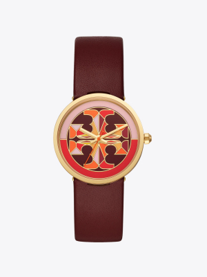 Reva Watch, Red Leather/multi-color, 36 Mm