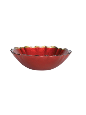 Vietri Viva Baroque Glass Small Bowl - Red