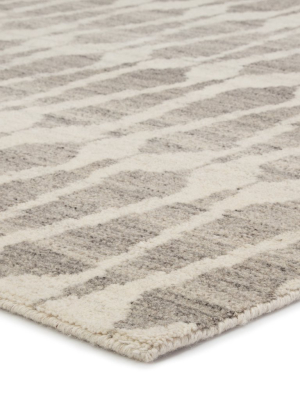 Sabot Hand-knotted Geometric Ivory & Light Gray Area Rug