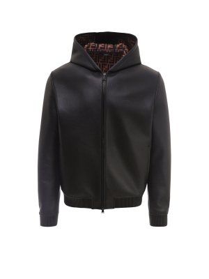 Fendi Ff Lined Leather Bomber Jacket