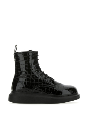 Alexander Mcqueen Embossed Lace-up Boots