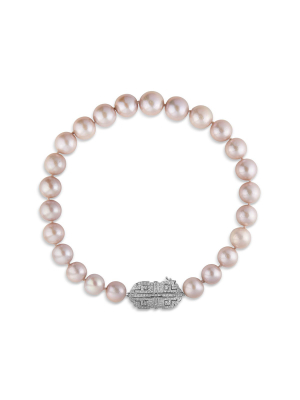 14kt White Gold Diamond Grey Pearl Alexandria Necklace