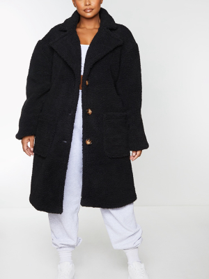 Plus Black Borg Longline Coat