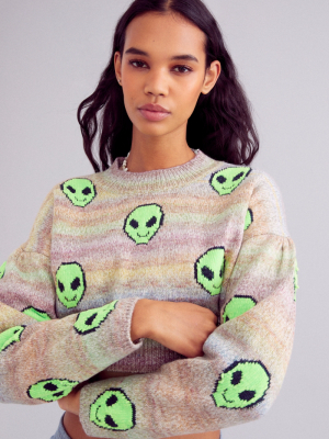 Uo Lennon Alien Knit Cropped Sweater