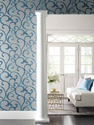 Dazzling Coil Wallpaper In Grey And Metallic Peacock By York Wallcoverings