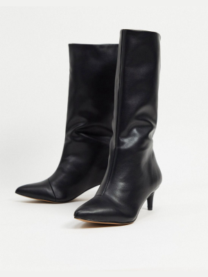 Asos Design Roberts Pull On Mid-heeled Boots In Black