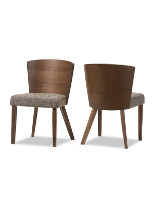 Davey Brown Wood Modern Dining Chair (set Of 2)