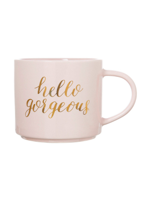 15oz Stoneware Hello Gorgeous Stackable Mug Pink/gold - Threshold™