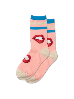 Women's Biting Lips Crew Socks