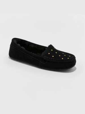 Women's Gemma Genuine Suede Moccasin Slippers - Stars Above™ Black