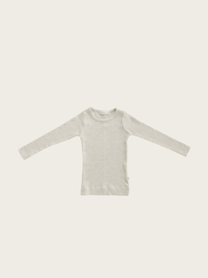 Organic Essential Long Sleeve Top - Oatmeal Marle