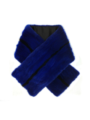 Dyed Mink Pull Through Scarf With Single Stripe