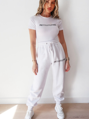 Prettylittlething White High Waisted Joggers