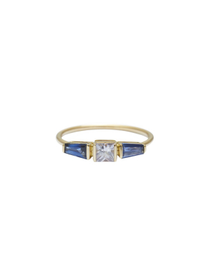 White & Blue Sapphire Triplet Ring