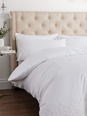 Embroidery Anglaise Single Duvet Set In White 135x200cm