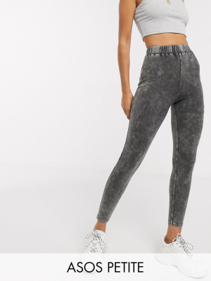 Asos Design Petite Legging In Acid Wash