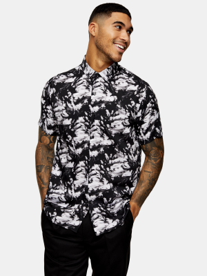 Premium Black And White Tie Dye Slim Shirt