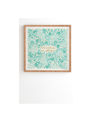 Cat Coquillette Adventure Is Calling Mint Framed Wall Art Blue - Society6