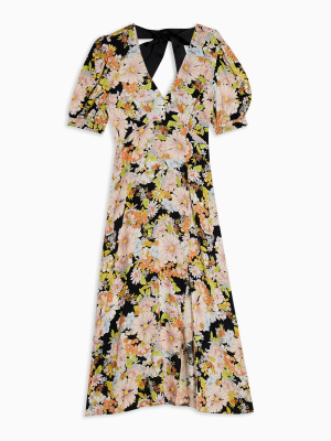 70s Floral Print Midi Dress