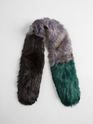 Foxy Colorblock Faux-fur Scarf