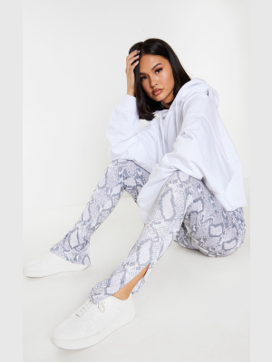 Grey Snake Split Hem Leggings