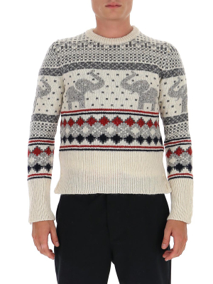 Thom Browne Elephant Intarsia Knitted Sweater