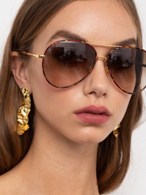 Diabolo Aviator Sunglasses In Yellow Gold