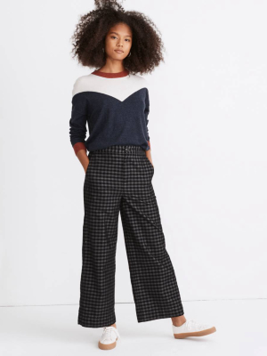 Huston Button-front Ankle Pants In Checked Corduroy