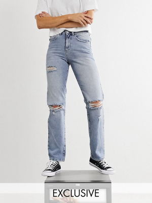 Collusion X000 Unisex 90's Fit Straight Leg Jeans With Rips