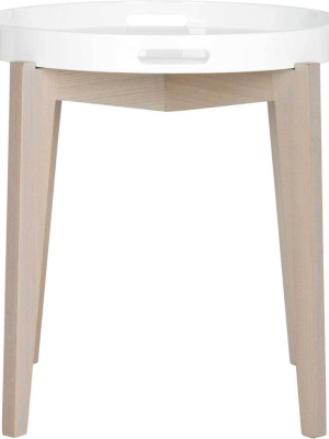 Beckett Lacquer Tray Top Side Table White/beige