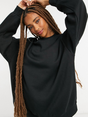 Bershka Oversized Sweatshirt Top In Black