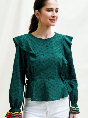 Hope Cotton Blouse | Forest Green