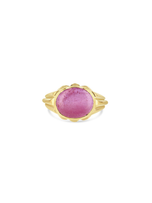 Pink Sapphire Column Ring Horizontal