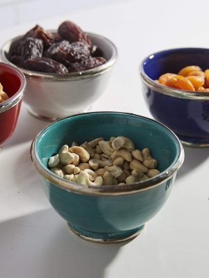 Moroccan Glazed Bowls With Berber Silver Trim