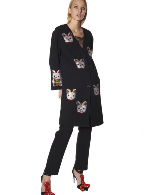 "lucky Cat" Collarless Coat