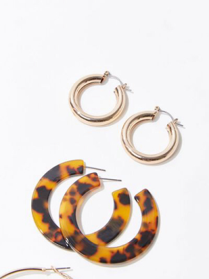 Tortoiseshell Hoop Earring Set