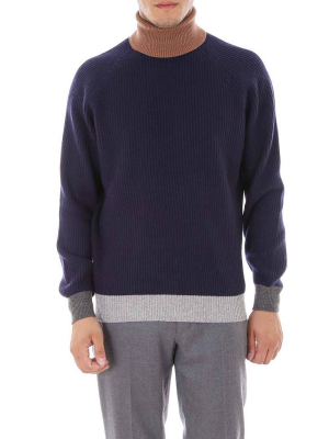 Brunello Cucinelli Contrasting Panelled Turtleneck Sweater